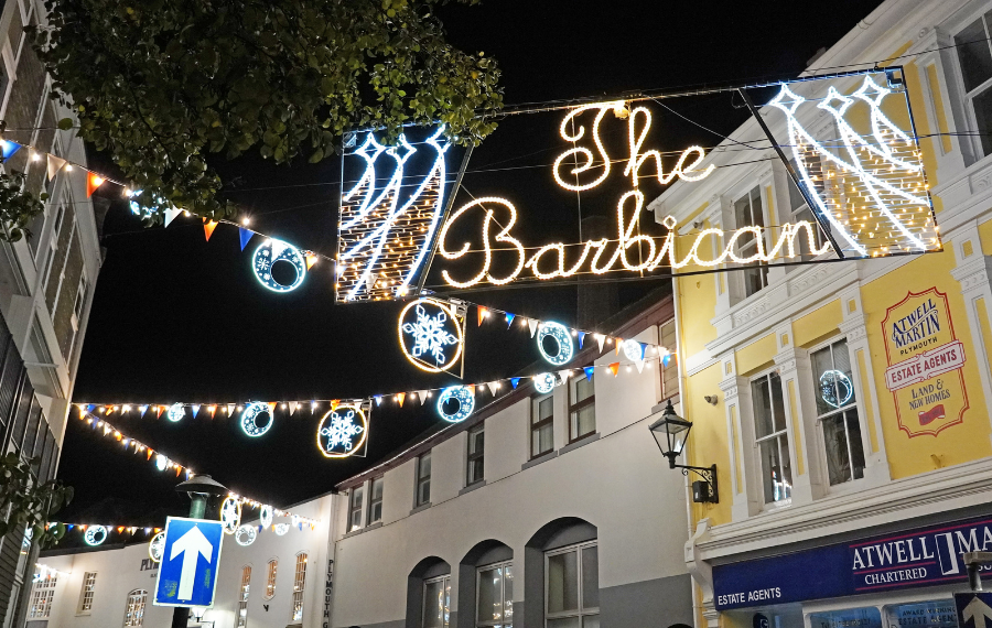 A photograph of the barbican christmas lights